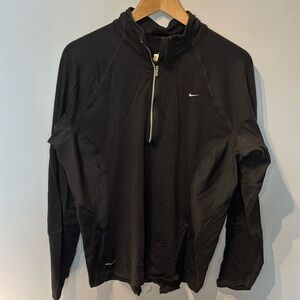Nike Fit Dry Quarter Zip Black Top with Mesh Panels